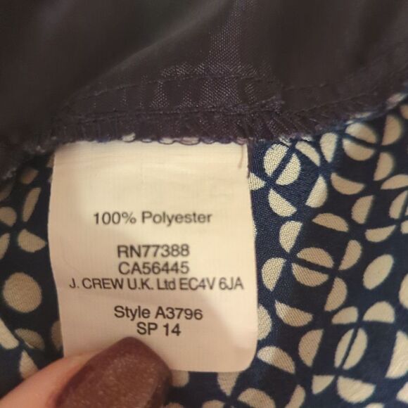 J.Crew Blue and white Mosaic print pants - Picture 4 of 4